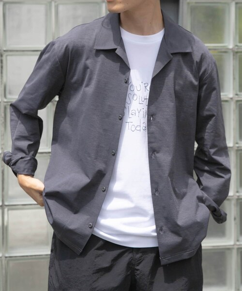 ITEMS URBANRESEARCH（アイテムズ アーバンリサーチ）の「ペーパータッチオープンカラーシャツ（シャツ/ブラウス・メンズ・GRY/KHK/BLK・M/L）」の19枚目の写真