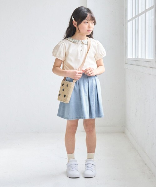 ROPE' PICNIC（ロペピクニック）の「【KIDS/キッズ】プチフラワー衿付きトップス/セットアップ対応（Tシャツ/カットソー・キッズ・ブラック/オフホワイト・L/M/S）」の14枚目の写真