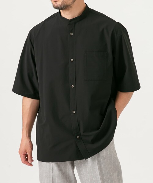 URBAN RESEARCH ROSSO（アーバンリサーチロッソ）の「『XLサイズあり』マイクロサッカーバンドカラー半袖シャツ（シャツ/ブラウス・メンズ・BLACK/NAVY/CHARCOAL/DARK BROWN・S/M/L/XL）」の11枚目の写真