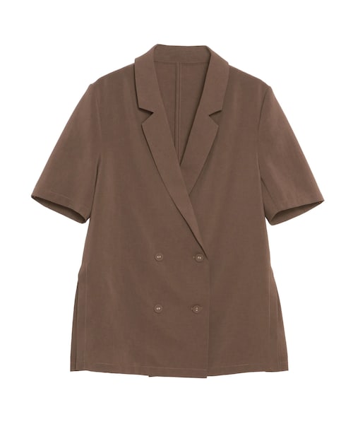 ELENDEEK（エレンディーク）の「HALF SLEEVE TECH JK（テーラードジャケット・レディース・ブラック/ブラウン/ベージュ・F）」の2枚目の写真