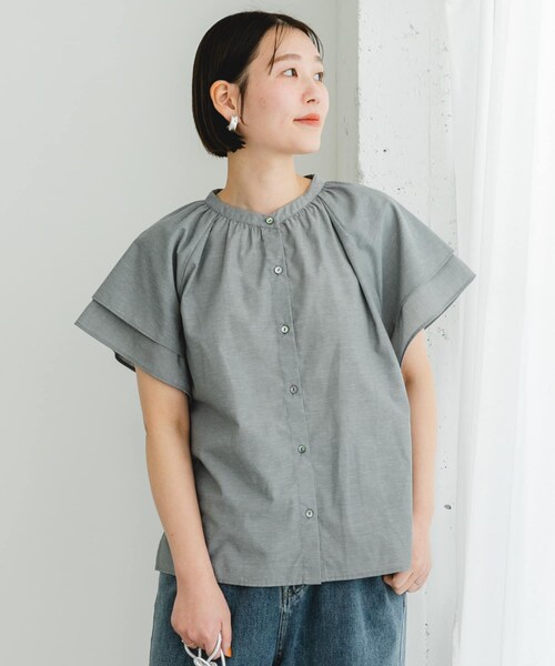 URBAN RESEARCH ROSSO（アーバンリサーチロッソ）の「リンネル8月号掲載『UR TECH』F by ROSSO　フレアスリーブブラウス（シャツ/ブラウス・レディース・NAVY/GRAY/MINT/BLUE ST/BROWN ST・FREE）」の11枚目の写真