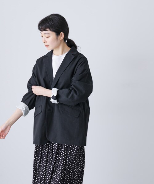 かぐれ(カグレ)の「Tailored jacket w/lining(テーラードジャケット・レディース・BEIGE/BLACK・FREE)」の5枚目の写真