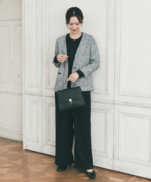 URBAN RESEARCH DOORS(アーバンリサーチドアーズ)の「ツィードVネックロングジャケット(その他アウター・レディース・OFF×BLK/NAVY・Free)」の10枚目の写真
