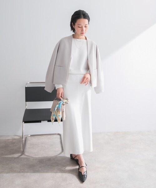 URBAN RESEARCH ROSSO（アーバンリサーチロッソ）の「ストレッチジョーゼットスカート（スカート・レディース・WHITE/GREIGE/NAVY・Free）」の7枚目の写真