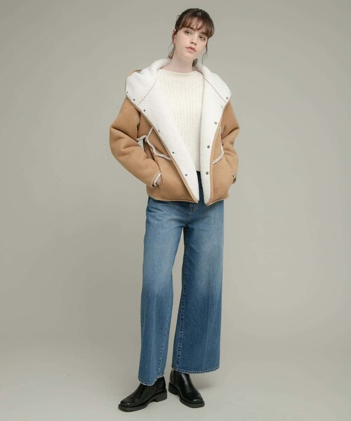 URBAN RESEARCH Sonny Label（アーバンリサーチサニーレーベル）の「ムートンリバーシブルフーディーコート（ムートンコート・レディース・CCLxCCL/IVOxBEG/OFF×CAM・36/38）」の15枚目の写真