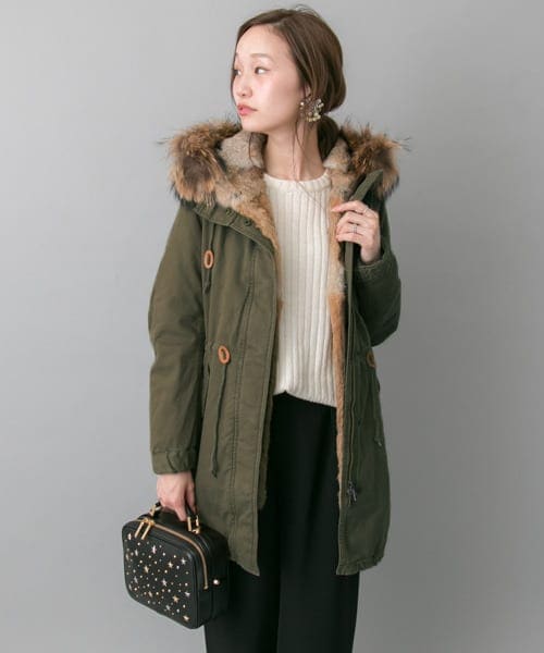 URBAN RESEARCH（アーバンリサーチ）の「ライナーダウンラビットモッズコート（モッズコート・レディース・KHAKI/NAVY・FREE）」の4枚目の写真