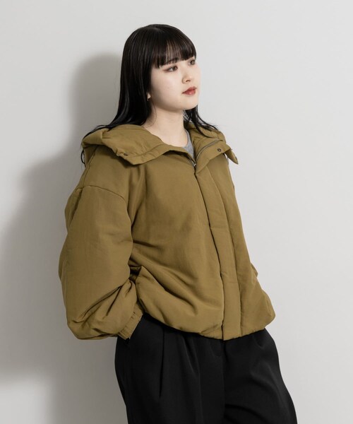THE GOODLAND MARKET（ザグッドランドマーケット）の「『別注』MIDIUMISOLID×THE GOODLAND MARKET　hooded padding blouson（ブルゾン・レディース・black/b.khaki・38）」の14枚目の写真