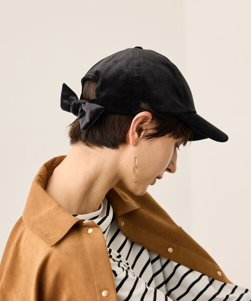 ROPE' PICNIC(ロペピクニック)の「ベロアリボンキャップ(キャップ・レディース・ブラック/ベージュ・F)」の3枚目の写真