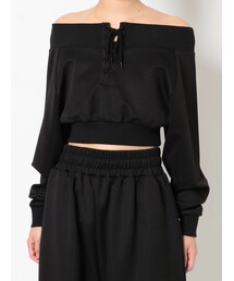 GYDA | 【セットアップ着用可】フロントレースアップ オフショルショートトップス(Tシャツ/カットソー)