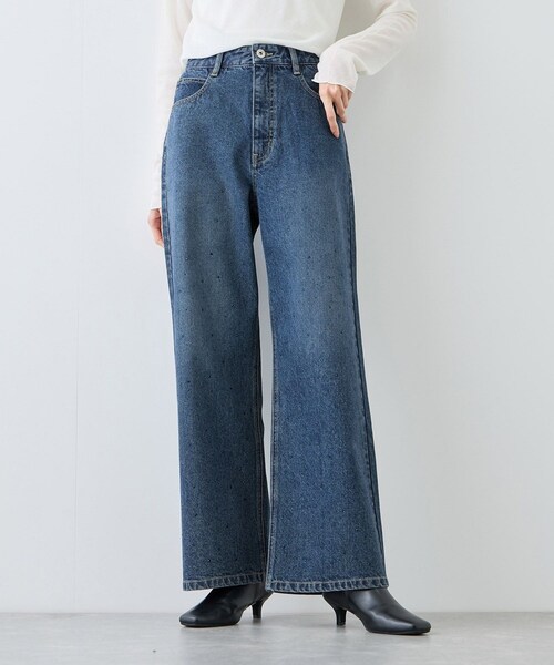 ROPE' PICNIC（ロペピクニック）の「パールキラキラビジューデニム（デニムパンツ・レディース・ネイビー/ブルー/ブラック系・L/M/S）」の6枚目の写真
