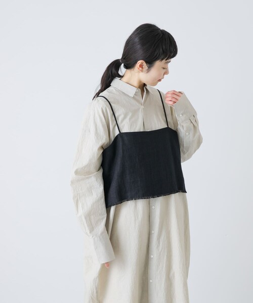 かぐれ（カグレ）の「セミウェットリネンキャミソール（その他トップス・レディース・NATURAL/BLACK・Free）」の4枚目の写真