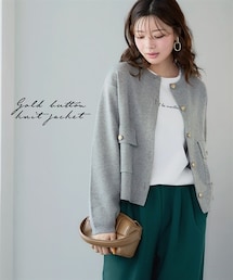 nissen | ゴールドボタンニットジャケット(ニット/セーター)