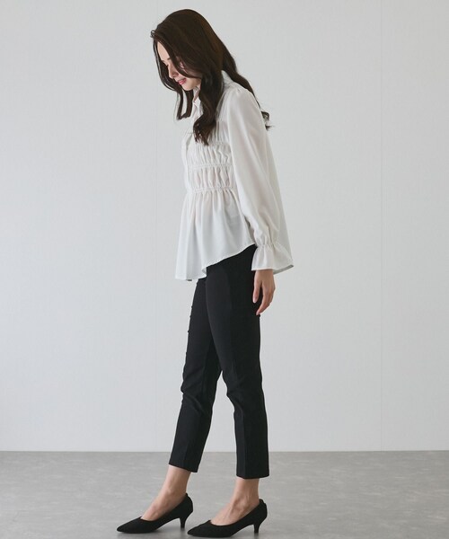 Jayro（ジャイロ）の「ギャザーブラウス　（シャツ/ブラウス・レディース・ブラック/ホワイト/ブルー・F）」の9枚目の写真