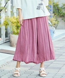 nissen | 大きいサイズスラブ素材ふわっと軽やかスカート見えワイドパンツ（ゆったりヒップ）(パンツ)