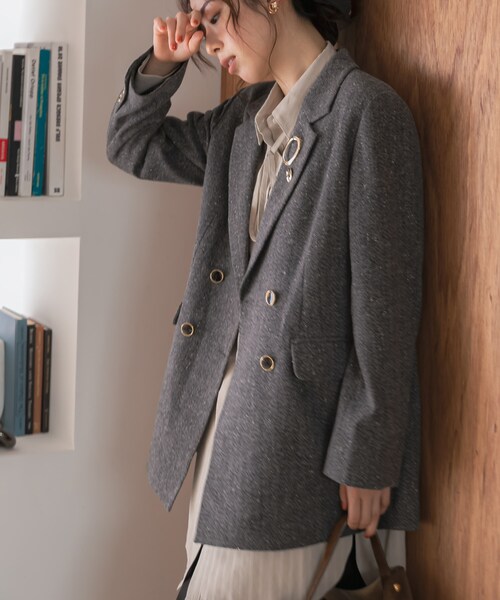 URBAN RESEARCH ROSSO（アーバンリサーチロッソ）の「F by ROSSO　ヘリンボンネップツイードジャケット（テーラードジャケット・レディース・BEIGE/GRAY・Free）」の7枚目の写真