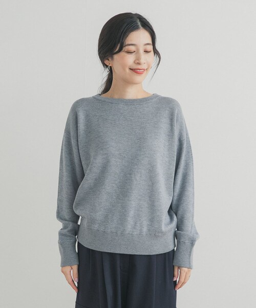 URBAN RESEARCH DOORS（アーバンリサーチドアーズ）の「Wフェイスボートネックニット（ニット/セーター・レディース・YELLOW/ASH MINT/BROWN/GRAY・Free）」の14枚目の写真