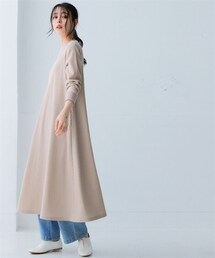 nissen | ワッフル素材ロング丈フレアワンピース（UVカット）(ワンピース)