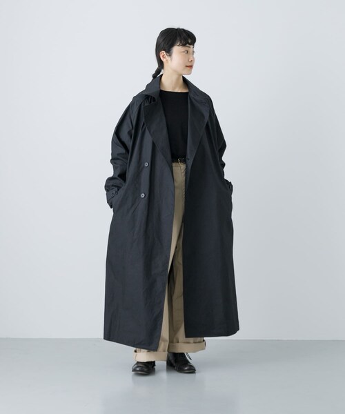 かぐれ（カグレ）の「コットンナイロンオーバートレンチコート（ステンカラーコート・レディース・BLACK/BEIGE・FREE）」の6枚目の写真