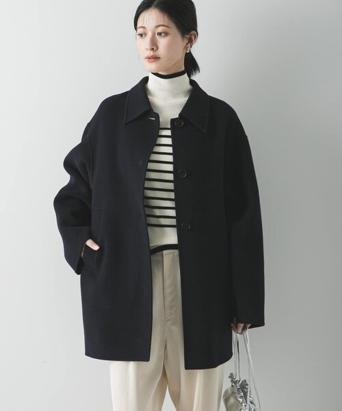 URBAN RESEARCH（アーバンリサーチ）の「スーパー140ステンカラーリバーミドルコート（ステンカラーコート・レディース・BRICK/NAVY/BLACK・FREE）」の3枚目の写真