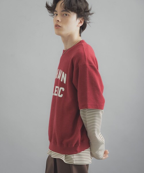 SENSE OF PLACE by URBAN RESEARCH（センスオブプレイスバイアーバンリサーチ）の「カレッジスウェットショートスリーブTシャツ（スウェット・メンズ・GRAY/NAVY/RED・M/L）」の3枚目の写真