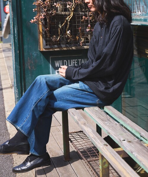 ADAM ET ROPE'(アダムエロペ)の「【BATONER for WILD LIFE TAILOR】WOOL 天竺LS ニットポロ(ポロシャツ・メンズ・ブラック系・2/3/4)」の7枚目の写真