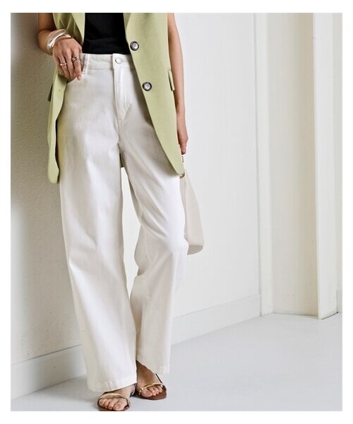 nissen（ニッセン）の「ゆるフィットワイドパンツ（股下68cm）＜大きいサイズ有＞（パンツ・レディース・黒/カーキ/ライトベージュ/オフホワイト/モカチャコール/ダークグリーン/モーブピンク/パープル/オレンジブラウン・S/M/L/LL/3L/4L/5L/6L/8L/10L）」の11枚目の写真