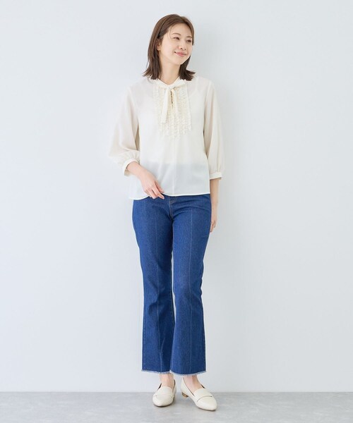 Jayro(ジャイロ)の「ジョーゼットフリルブラウス(シャツ/ブラウス・レディース・ホワイト系/ネイビー/ラベンダー系・M)」の10枚目の写真