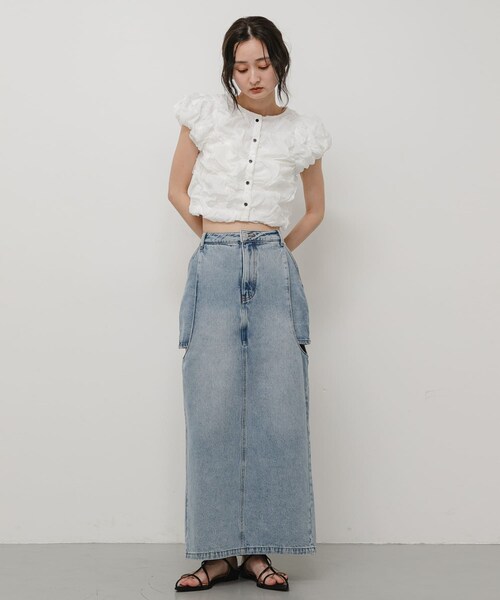 SENSE OF PLACE by URBAN RESEARCH(センスオブプレイスバイアーバンリサーチ)の「サイドカットアウトデニムスカート(デニムスカート・レディース・BLACK/L.INDIGO・S/M)」の15枚目の写真