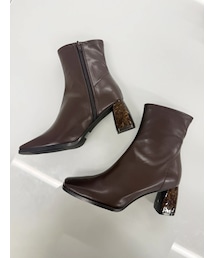 MERCURYDUO | フェイクレザースクエアトゥストレッチショートブーツ(ブーツ)