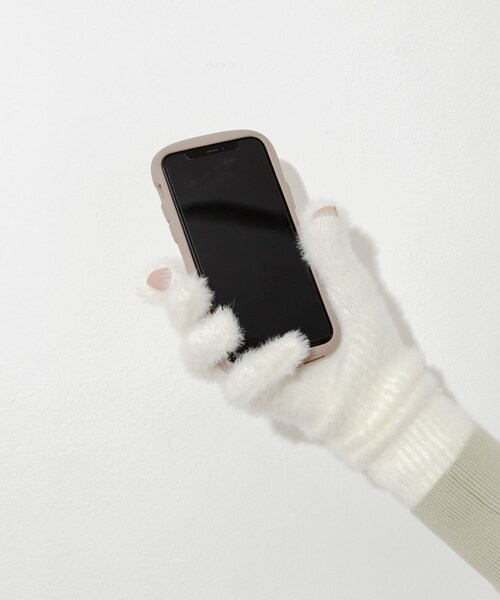 SMELLY（スメリー）の「シャギーニットロンググローブ（ベルト・レディース・L.GRY/WHT/L.BLU・-）」の7枚目の写真