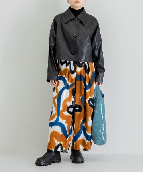 URBAN RESEARCH（アーバンリサーチ）の「COOME　ECHO LEATHERSHORT JACKET（ライダースジャケット・レディース・BLACK/IVORY・one）」の5枚目の写真