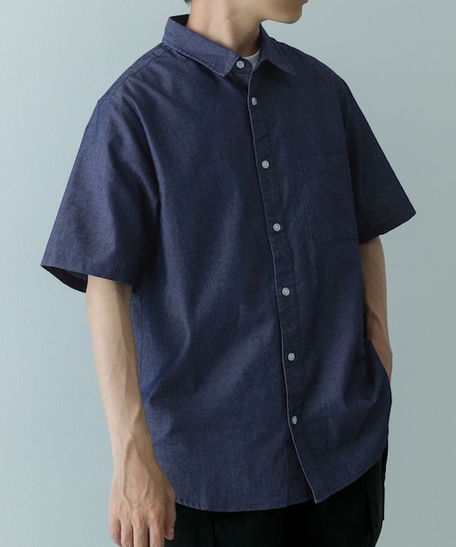 ITEMS URBANRESEARCH（アイテムズ アーバンリサーチ）の「TCインディゴレギュラーカラー半袖シャツ（シャツ/ブラウス・メンズ・NVY/BLU/L.BLUE・M/L）」の5枚目の写真