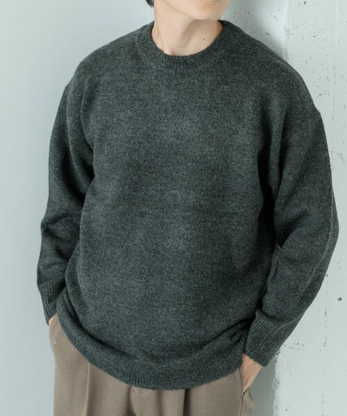 ITEMS URBANRESEARCH（アイテムズ アーバンリサーチ）の「クルーネック メランジニット プルオーバー（ニット/セーター・メンズ・BEG/GRY/CHA/KHK・M/L）」の16枚目の写真