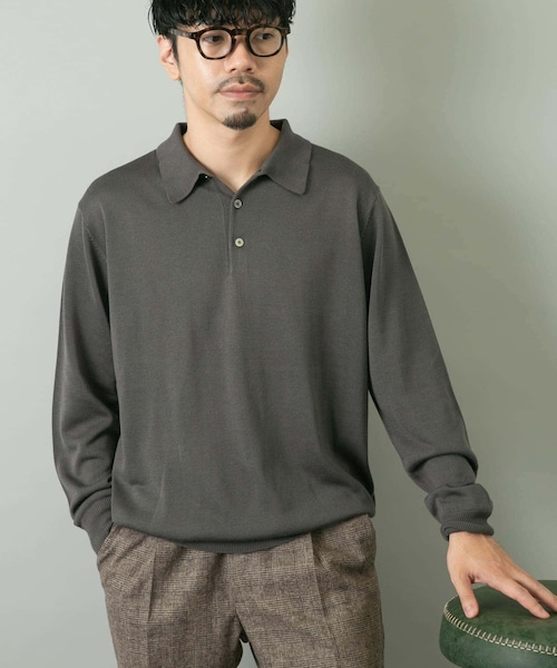 URBAN RESEARCH ROSSO（アーバンリサーチロッソ）の「『一部WEB限定カラー』『XLサイズあり』『UR TECH』ハイゲージニットポロシャツ（ポロシャツ・メンズ・NAVY/BEIGE/GRAY/BLACK/L.BROWN・M/L/XL）」の2枚目の写真