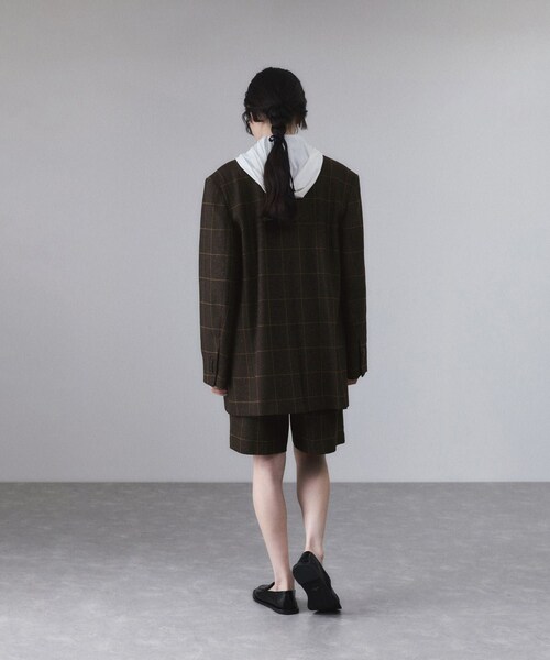 ADAM ET ROPE'（アダムエロペ）の「ダブルブレストツイード＆チェックジャケット（テーラードジャケット・レディース・グレー/ブラウン・36/38）」の7枚目の写真