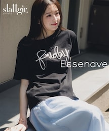 slattgir | 高身長 綿100%コード刺しゅうロゴTシャツ(トールサイズ)Essenave(Tシャツ/カットソー)