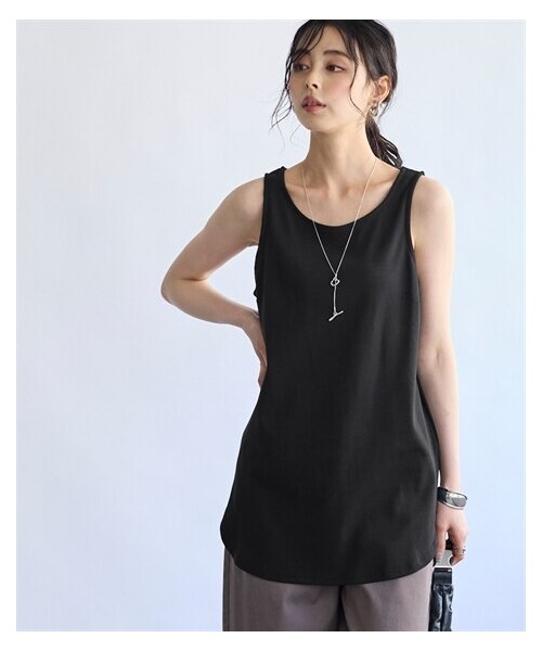 nissen（ニッセン）の「綿１００％フライス素材フィッシュテールタンクトップ（UVカット）＜大きいサイズ有＞（キャミソール・レディース・黒/オフホワイト/オフホワイト×黒ボーダー/黒×オフホワイトボーダー・S/M/L/LL/3L/4L/5L/6L/8L/10L）」の20枚目の写真