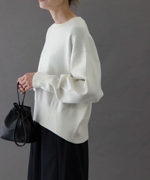 URBAN RESEARCH DOORS(アーバンリサーチドアーズ)の「FORK&SPOON ダブルフェイスクルーネックニット(ニット/セーター・レディース・OFF/TOP GRAY/BLUE・1)」の6枚目の写真