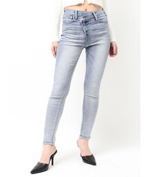 GYDA | ミドルウエスト アシンメトリーデザイン スキニーデニムパンツ(デニムパンツ)