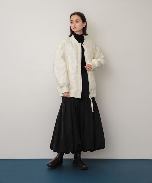 SENSE OF PLACE by URBAN RESEARCH(センスオブプレイスバイアーバンリサーチ)の「オーバーサイズMA-1(MA-1・レディース・BLACK/IVORY/BEIGE・one)」の9枚目の写真