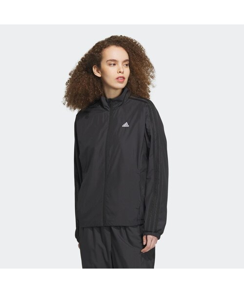 adidas（アディダス）の「スリーストライプス レギュラーフィット ウインドブレーカージャケット（トップス・レディース・ブラック/ホワイト/ブラック/ブルー/シルバードーン・S/M/L/XL/J/2XL/J/3XL/J/S/J/M/J/L/J/XL/2XL/3XL/XS/5XL/J/XS）」の3枚目の写真