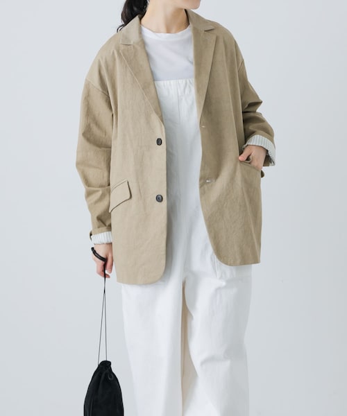 かぐれ(カグレ)の「Tailored jacket w/lining(テーラードジャケット・レディース・BEIGE/BLACK・FREE)」の2枚目の写真