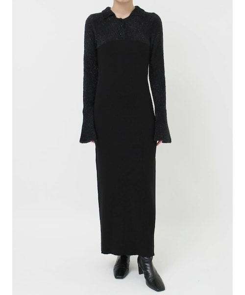 LAGUNAMOONラメブレンドビスチェニットワンピース S ラグナムーン LAGUNAMOON（ラグナムーン）の「ラメブレンドビスチェニットワンピース