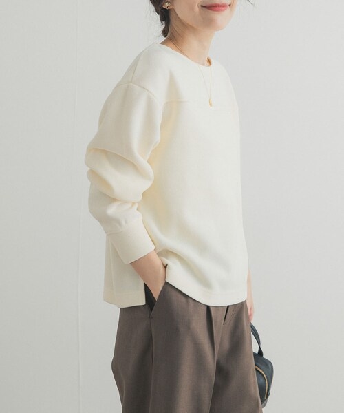 URBAN RESEARCH DOORS（アーバンリサーチドアーズ）の「『UR TECH』ボートネックプルオーバー（Tシャツ/カットソー・レディース・IVORY/PISTACHIO/BLACK・M）」の6枚目の写真