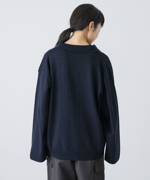 かぐれ(カグレ)の「UNDECORATED LINEN/COTTON BIG KNIT TOP(ニット/セーター・レディース・D.NAVY/OFF WHITE・0)」の6枚目の写真