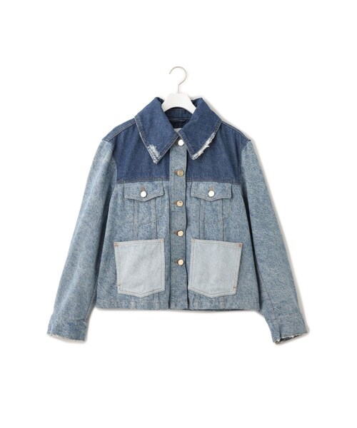 ADAM ET ROPE'(アダムエロペ)の「【GANNI(ガニー)】Patchwork Denim Short Jacket(デニムジャケット・レディース・ブルー・36)」の16枚目の写真