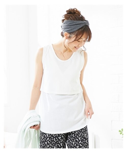 nissen（ニッセン）の「【マタニティウエア・授乳服】授乳しやすい タンクトップ（産前・産後）（マタニティウェア/グッズ・レディース・黒/【移行済】杢グレー/オフホワイト/ピンク/モカブラウン/【移行済】アイアンネイビー/【移行済】カーキ/マスタード/ブラウン/アッシュカーキ/ライトグレー/ミント/トープ/アイボリー/ブルーグレー/チャコール・マタニティM/マタニティL/マタニティLL/マタニティ3L/マタニティ4L/マタニティ5L/マタニティ6L）」の17枚目の写真