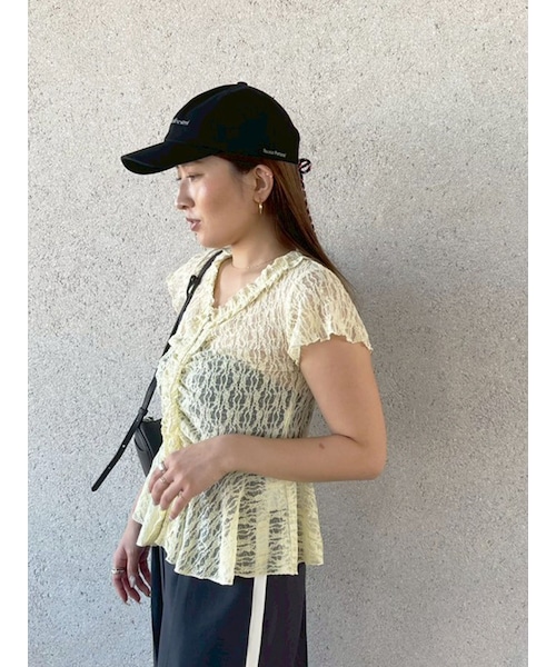 LAGUNAMOON（ラグナムーン）の「レースフリルペプラムトップス（Tシャツ/カットソー・レディース・ホワイト/ブラック/イエロー・F）」の3枚目の写真