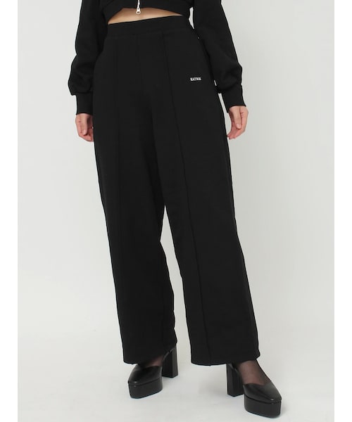 EATME（イートミー）の「スウェットワイドパンツ（セットアップ可能）（スウェットパンツ・レディース・ブラック/ピンク/ネイビー/ブラウン/アイボリー・F）」の3枚目の写真