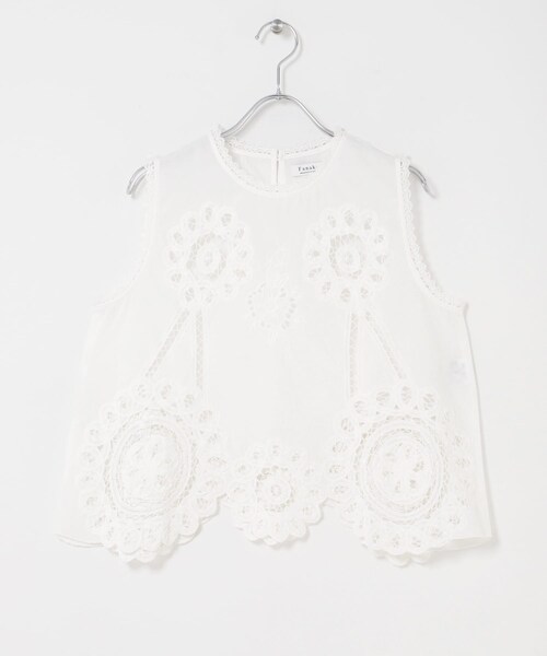 THE GOODLAND MARKET（ザグッドランドマーケット）の「FANAKA　レースノースリーブプルオーバー（シャツ/ブラウス・レディース・WHITE/BLACK・Free）」の9枚目の写真